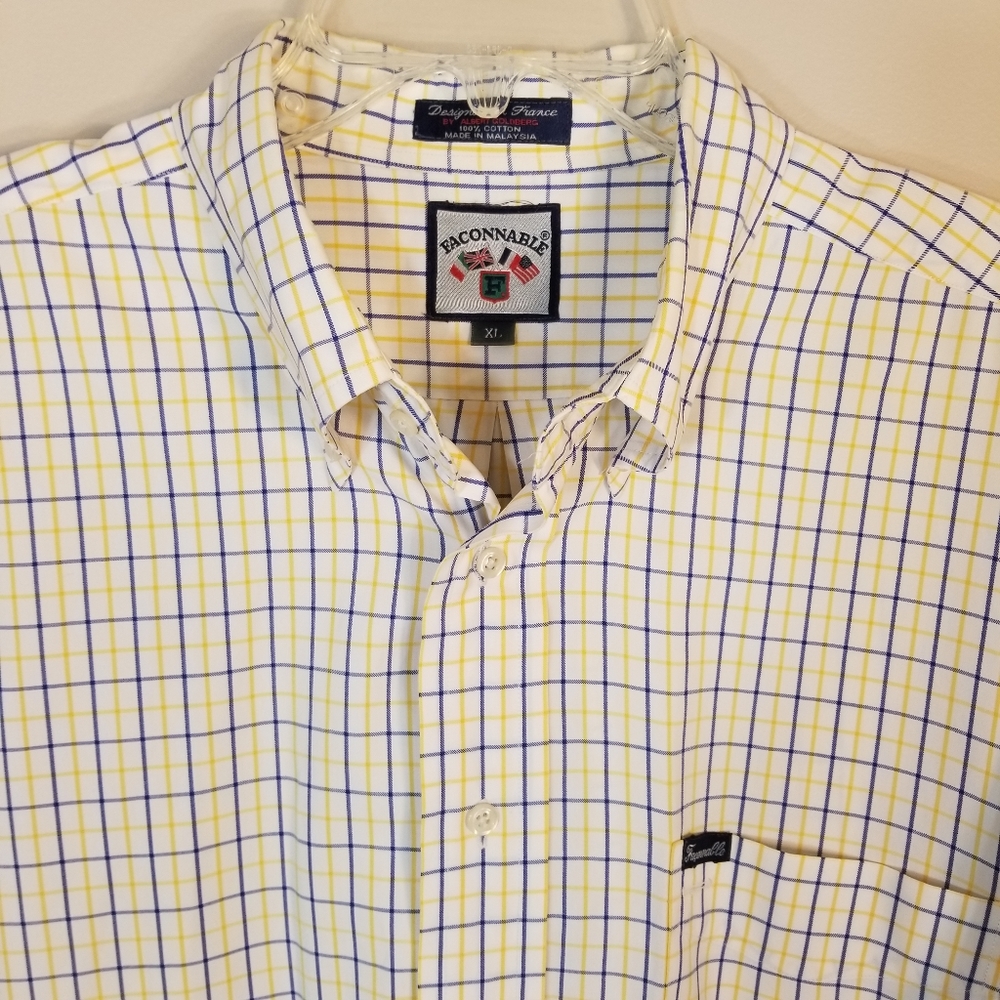 Faconnable Plaid Long Sleeve Button Down Shirt XL